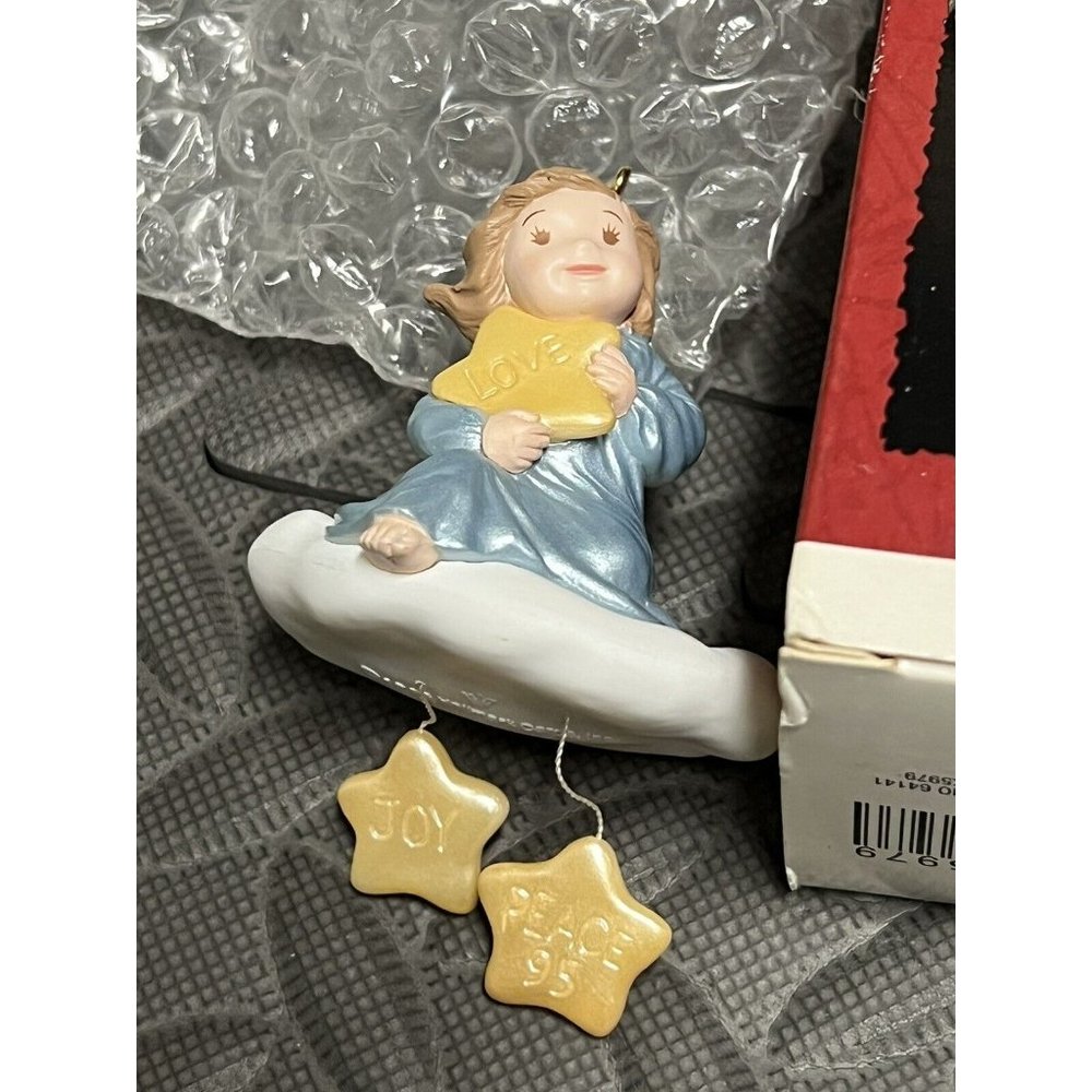 Hallmark Three Wishes 1995 Angel Cloud Star Ornament Christmas tree holiday